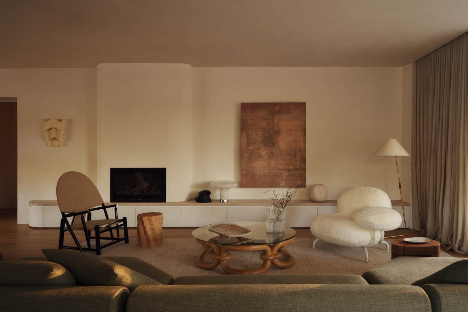 Bright minimal living space with low furniture